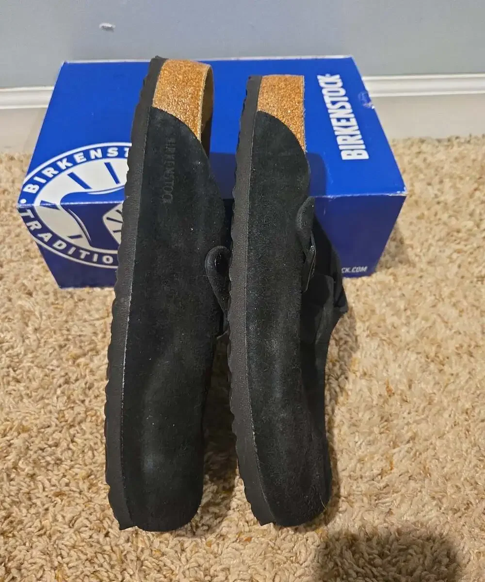 ** New Birkenstock black suede boston bs size 45 m 12 soft bed
